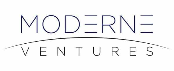 Moderna Ventures&apos; logo features stylized text and an arch design.