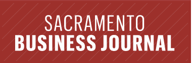 Sacramento Business Journal's logo on red background in Acorn Newsroom.