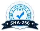 Blue-white "certified sha-256" seal for loan approval process.