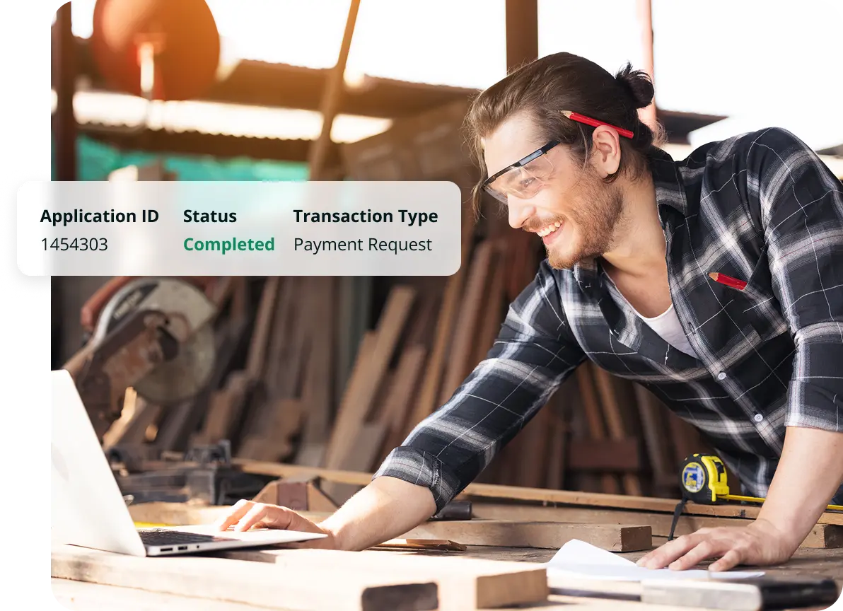 A Contractor checking on a customer's application status.