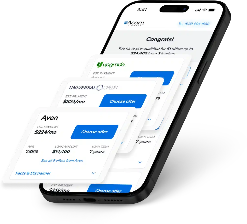 Prequalified offers presented on a mobile phone.